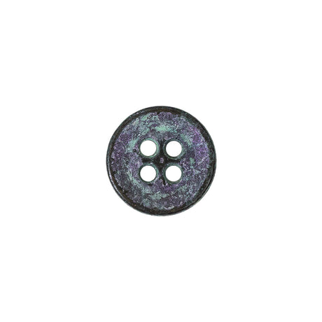 Italian Aqua and Lilac Oxidized Metal 4-Hole Button - 20L/12.5mm