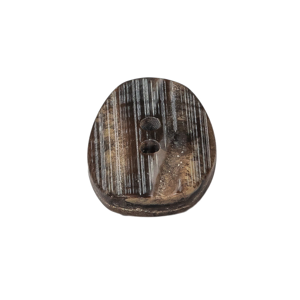 Gray and Brown Wood-Look Oval 2-Hole Plastic Button - 36L/23mm