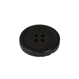 Italian Black Low Convex 4-Hole Leather Button - 36L/23mm