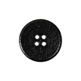 Italian Black Low Convex 4-Hole Leather Button - 36L/23mm