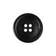 Italian Black Low Convex 4-Hole Leather Button - 36L/23mm