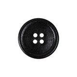 Italian Black Low Convex 4-Hole Leather Button - 36L/23mm