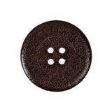 Italian Brown Low Convex 4-Hole Leather Button - 40L/25.5mm