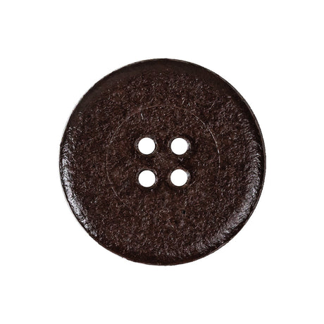 Italian Brown Low Convex 4-Hole Leather Button - 40L/25.5mm