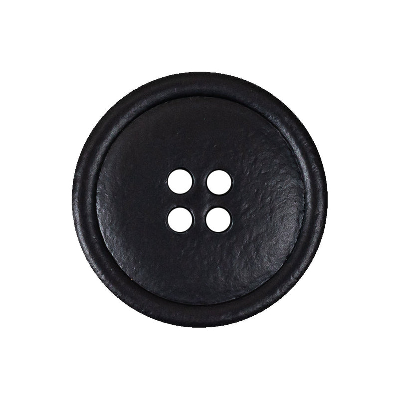 Italian Baritone Blue Low Convex 4-Hole Leather Button - 40L/25.5mm