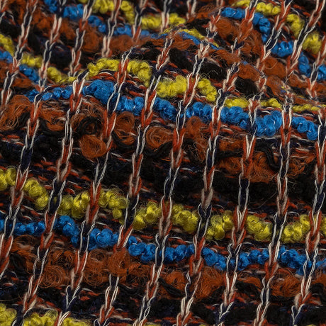 Italian Burnt Orange, Key Lime and Bright Blue Striped Boucle Wool Sweater Knit