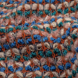Teal, Blue and Cream Pink Striped Boucle Wool Sweater Knit
