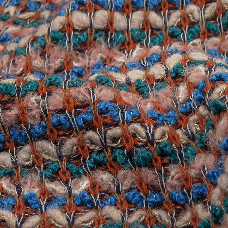 Teal, Blue and Cream Pink Striped Boucle Wool Sweater Knit