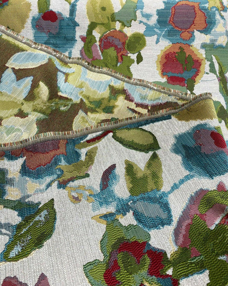 Swavelle Dewey Floral Petals Multi Confetti Jacquard Fabric - Confetti Floral Leaves, 57" Width, 28" Horizontal Repeat (1 Yard)