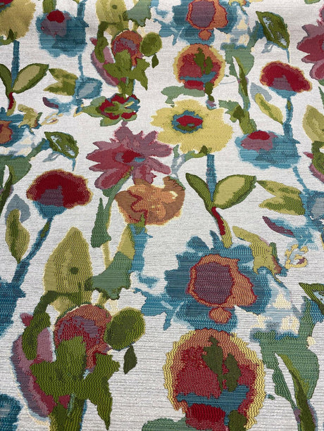 Swavelle Dewey Floral Petals Multi Confetti Jacquard Fabric - Confetti Floral Leaves, 57" Width, 28" Horizontal Repeat (1 Yard)