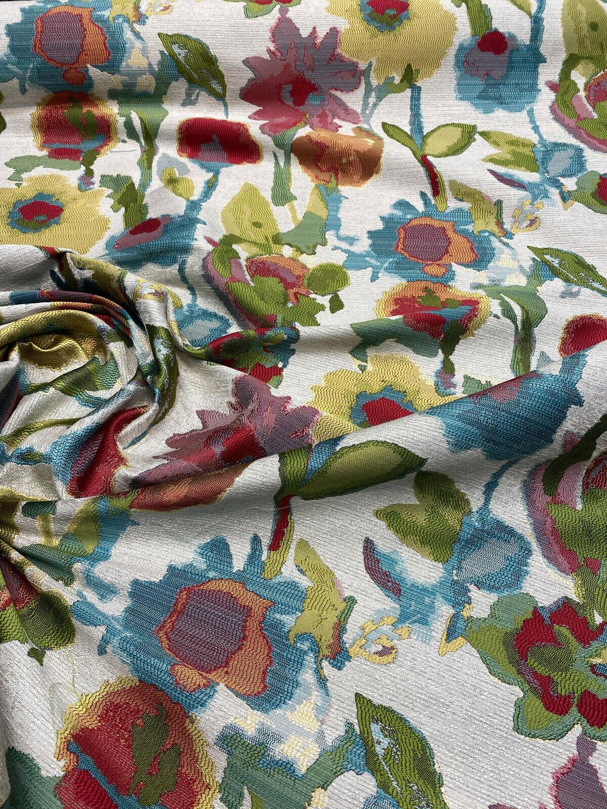 Swavelle Dewey Floral Petals Multi Confetti Jacquard Fabric - Confetti Floral Leaves, 57" Width, 28" Horizontal Repeat (1 Yard)