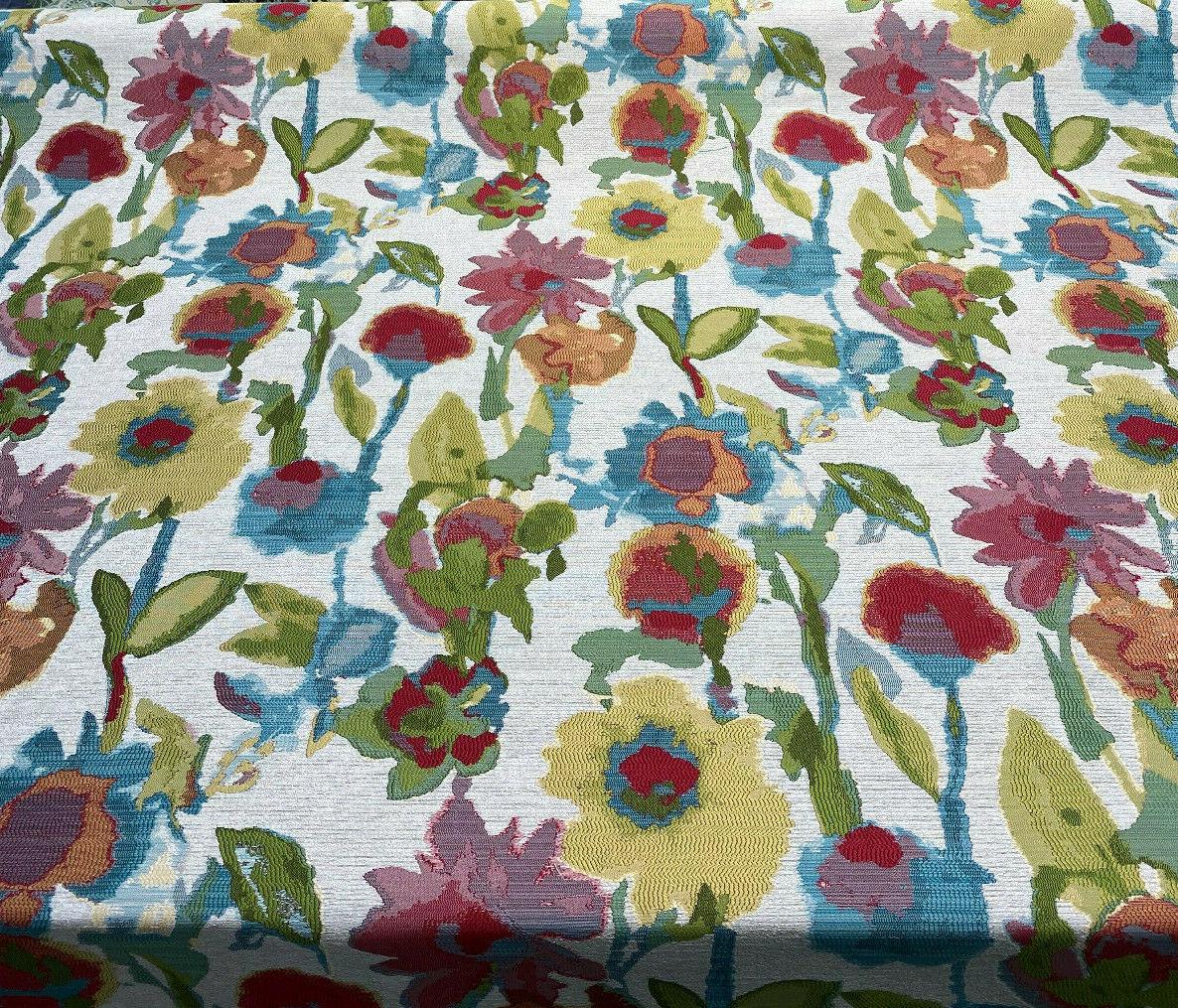 Swavelle Dewey Floral Petals Multi Confetti Jacquard Fabric - Confetti Floral Leaves, 57" Width, 28" Horizontal Repeat (1 Yard)
