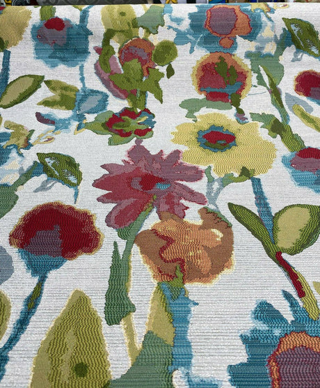 Swavelle Dewey Floral Petals Multi Confetti Jacquard Fabric - Confetti Floral Leaves, 57" Width, 28" Horizontal Repeat (1 Yard)
