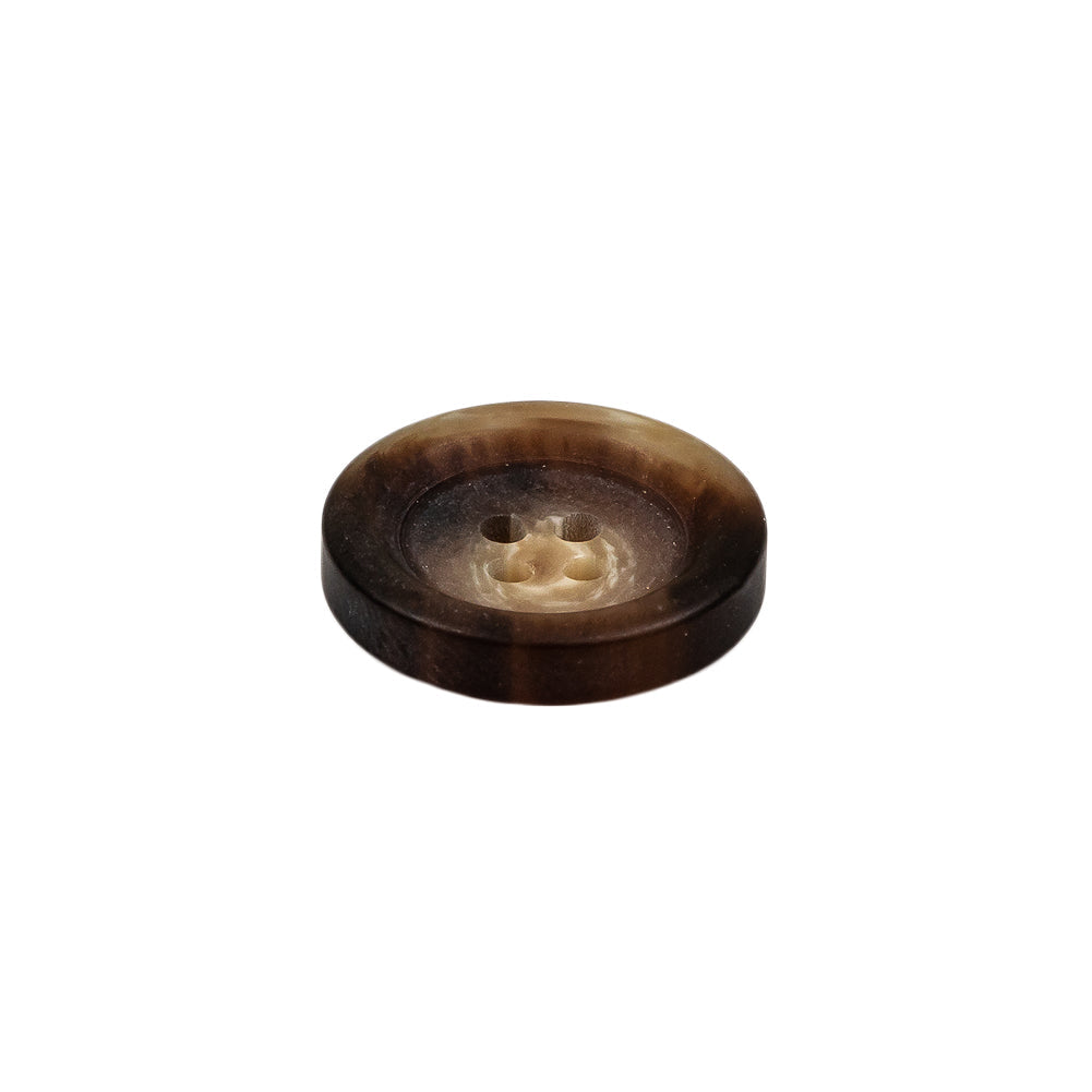Demitasse and Beige Swirled Semitranslucent 4-Hole Plastic Button - 28L/18mm