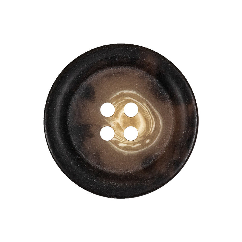 Demitasse and Beige Swirled Semitranslucent 4-Hole Plastic Button - 40L/25.5mm