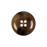 Tan and Brown Mottled Semitransparent 4-Hole Rolled Rim Plastic Button - 34L/21.5mm