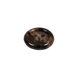 Dark Brown and Almond Mottled Semitransparent 4-Hole Rolled Rim Plastic Button - 24L/15mm