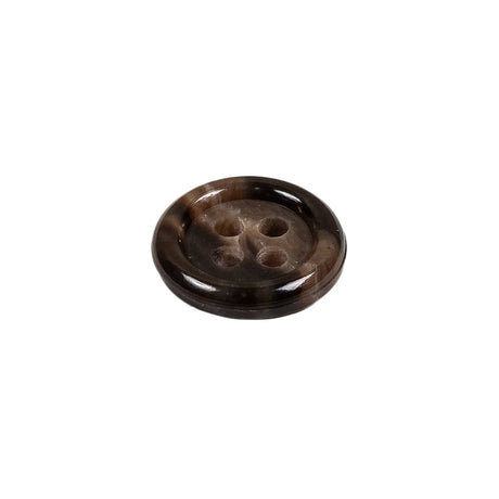 Dark Brown and Almond Mottled Semitransparent 4-Hole Rolled Rim Plastic Button - 24L/15mm