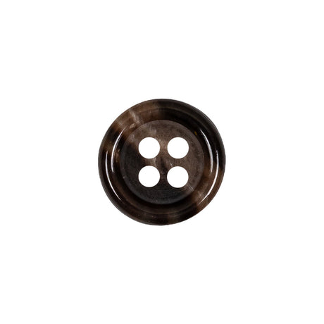Dark Brown and Almond Mottled Semitransparent 4-Hole Rolled Rim Plastic Button - 24L/15mm