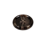 Dark Brown and Almond Mottled Semitransparent 4-Hole Rolled Rim Plastic Button - 32L/20mm