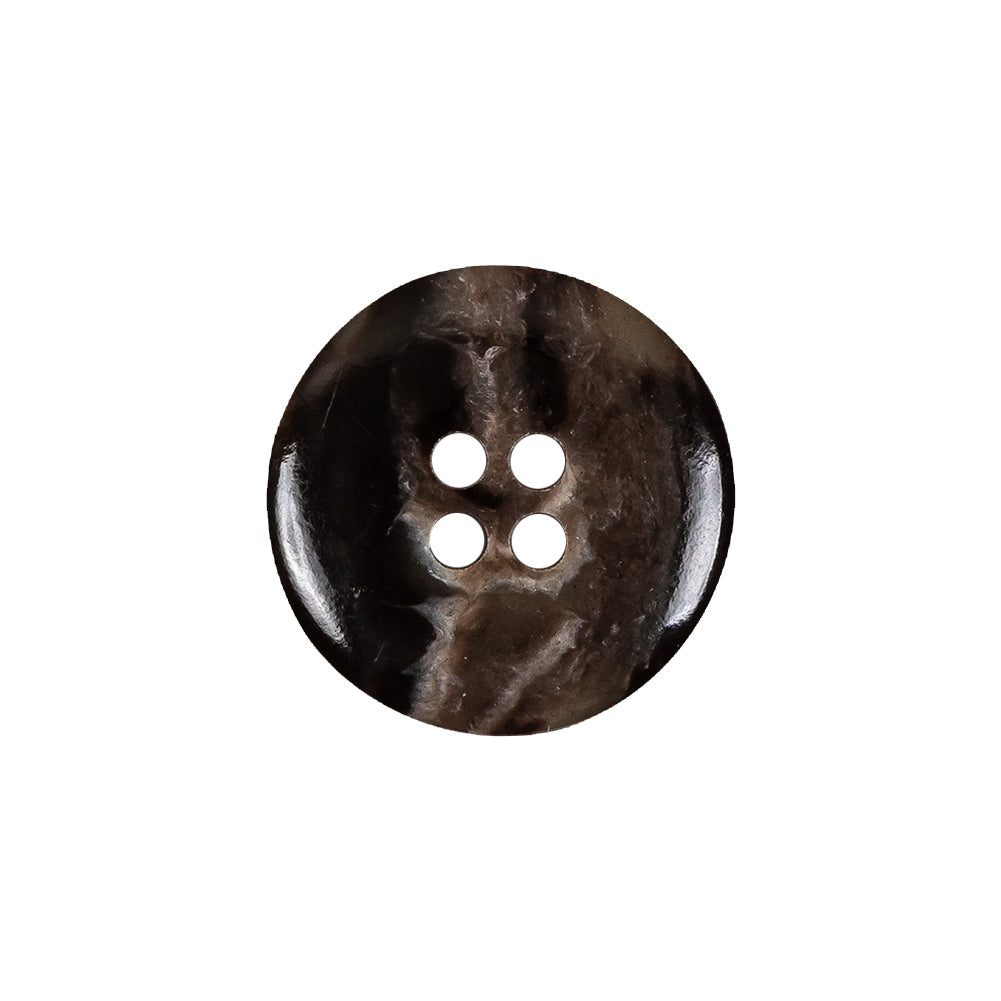 Dark Brown and Almond Mottled Semitransparent 4-Hole Rolled Rim Plastic Button - 32L/20mm