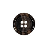Dark Brown and Almond Mottled Semitransparent 4-Hole Rolled Rim Plastic Button - 32L/20mm