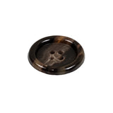 Dark Brown and Almond Mottled Semitransparent 4-Hole Rolled Rim Plastic Button - 34L/21.5mm