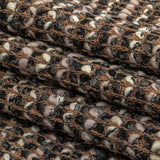 Italian Tan, Charcoal and Cream Striped Boucle Chunky Wool Knit