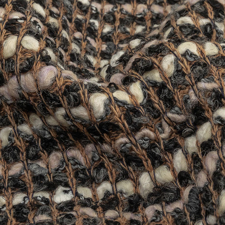 Italian Tan, Charcoal and Cream Striped Boucle Chunky Wool Knit