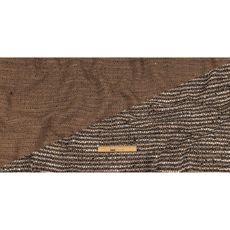 Italian Tan, Charcoal and Cream Striped Boucle Chunky Wool Knit
