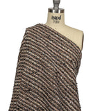 Italian Tan, Charcoal and Cream Striped Boucle Chunky Wool Knit