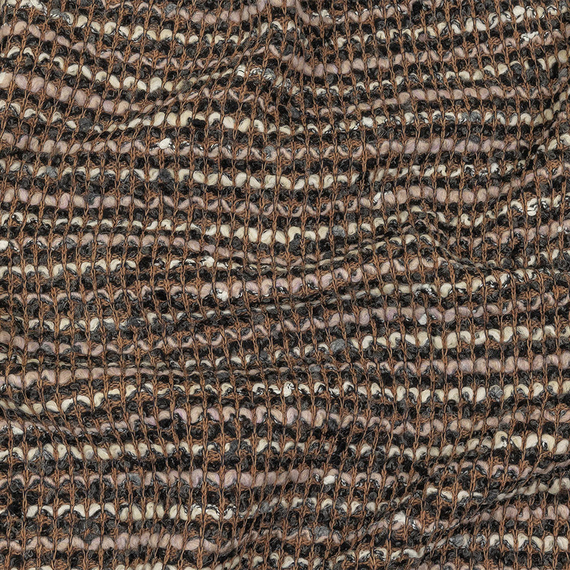 Italian Tan, Charcoal and Cream Striped Boucle Chunky Wool Knit