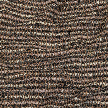 Italian Tan, Charcoal and Cream Striped Boucle Chunky Wool Knit