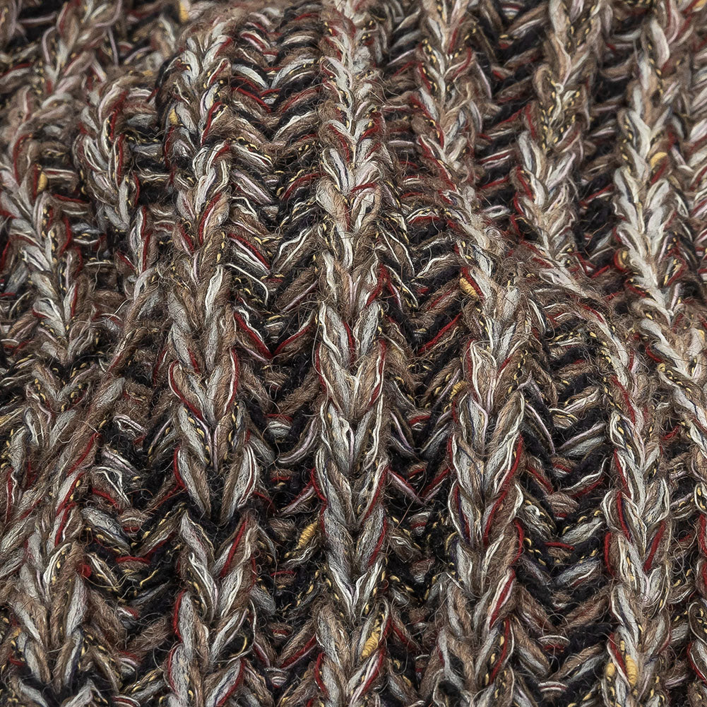 Black, Burgundy and Striped Yellow Chunky Sweater Knit