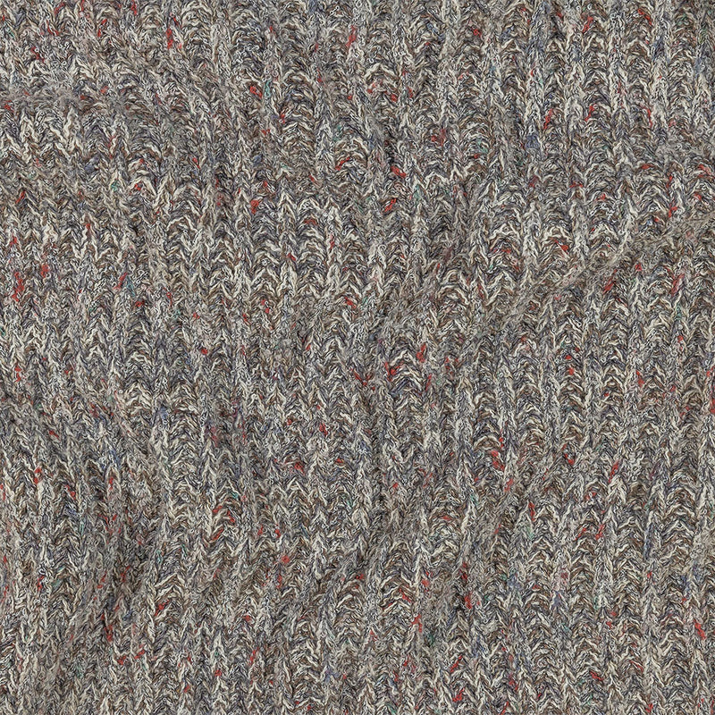 White, Steel Blue and Hot Coral Boucled Ribbed Sweater Knit