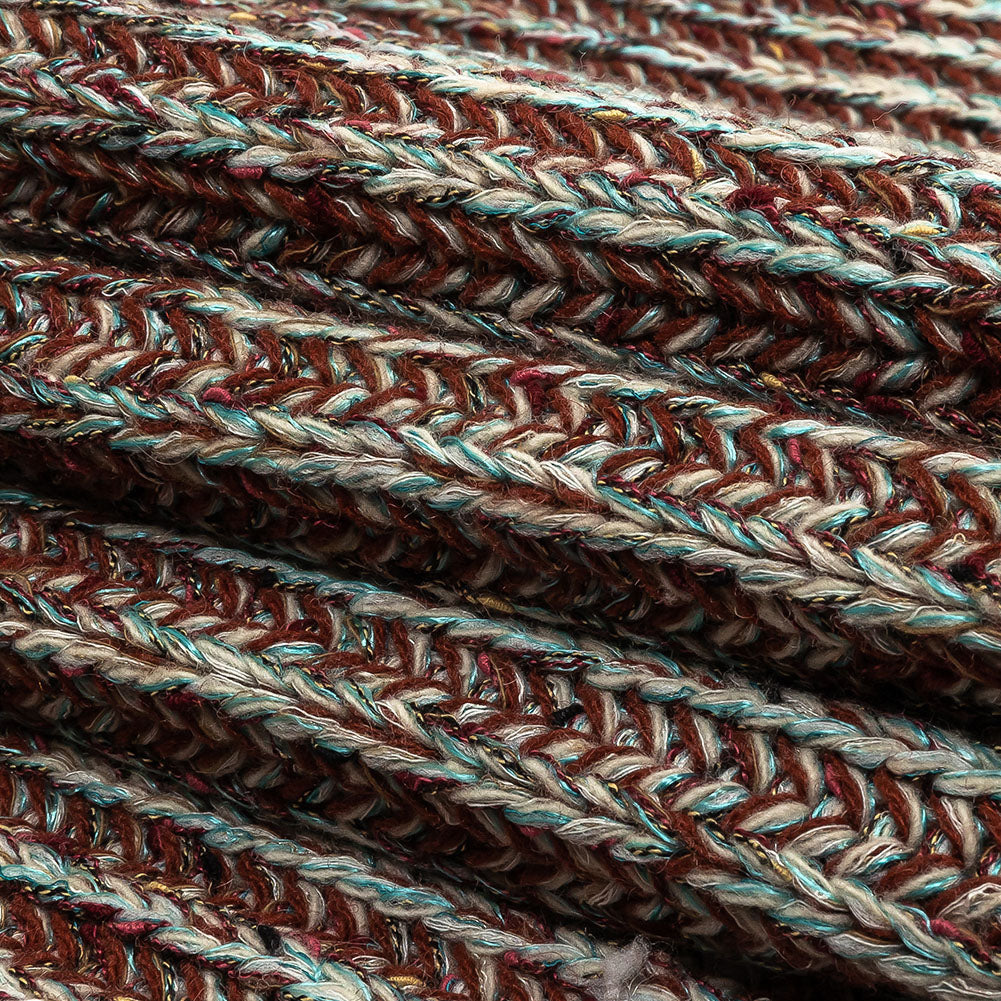 Tanager Turquoise, Rust Orange and Striped Mustard Chunky Sweater Knit