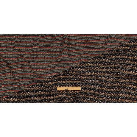 Italian Camel, Gray, and Navy Striped Boucle Wool Sweater Knit