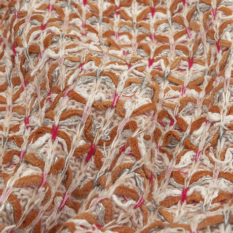 Italian Ivory, Camel and Pink Tactile Cotton and Polyester Sweater Knit