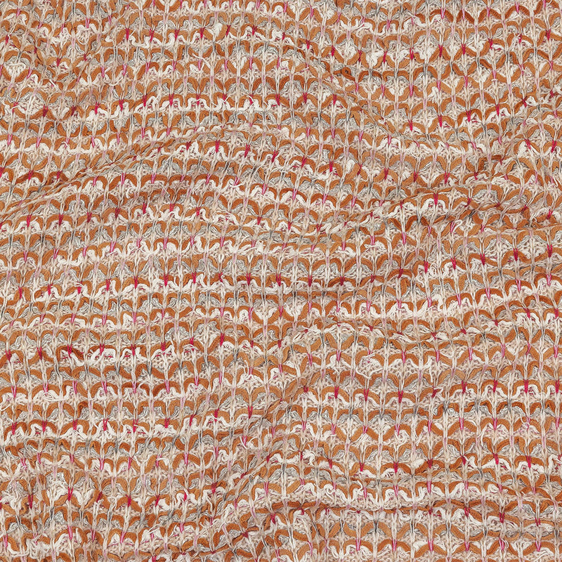 Italian Ivory, Camel and Pink Tactile Cotton and Polyester Sweater Knit