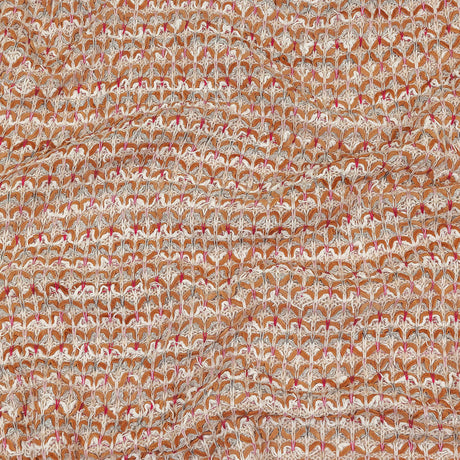 Italian Ivory, Camel and Pink Tactile Cotton and Polyester Sweater Knit