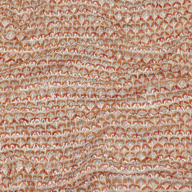 Italian Ivory, Camel and Pink Tactile Cotton and Polyester Sweater Knit
