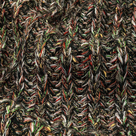 Red, Green and Striped Mustard Chunky Ribbed Blended Wool Sweater Knit