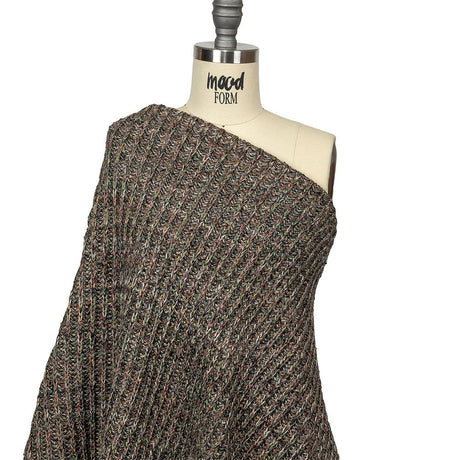 Red, Green and Striped Mustard Chunky Ribbed Blended Wool Sweater Knit