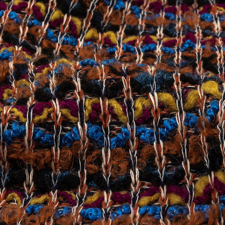 Italian Rust, Fuchsia and Blue Striped Boucled Chunky Wool Sweater Knit