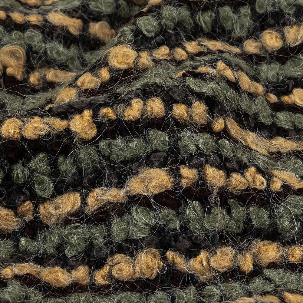 Yellow Beige, Tea and Coffee Striped Boucle Chunky Wool Sweater Knit