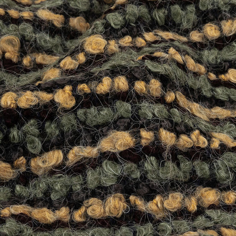 Yellow Beige, Tea and Coffee Striped Boucle Chunky Wool Sweater Knit
