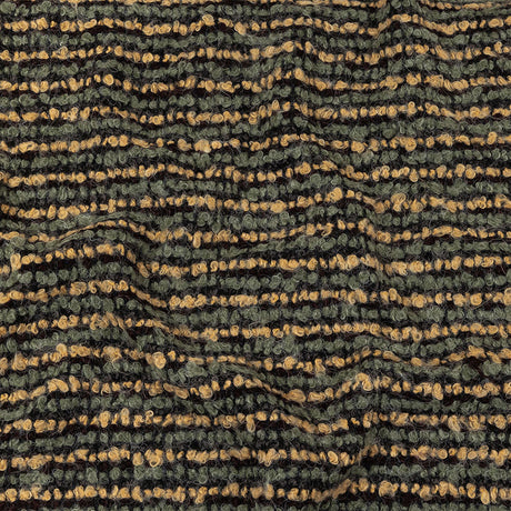 Yellow Beige, Tea and Coffee Striped Boucle Chunky Wool Sweater Knit
