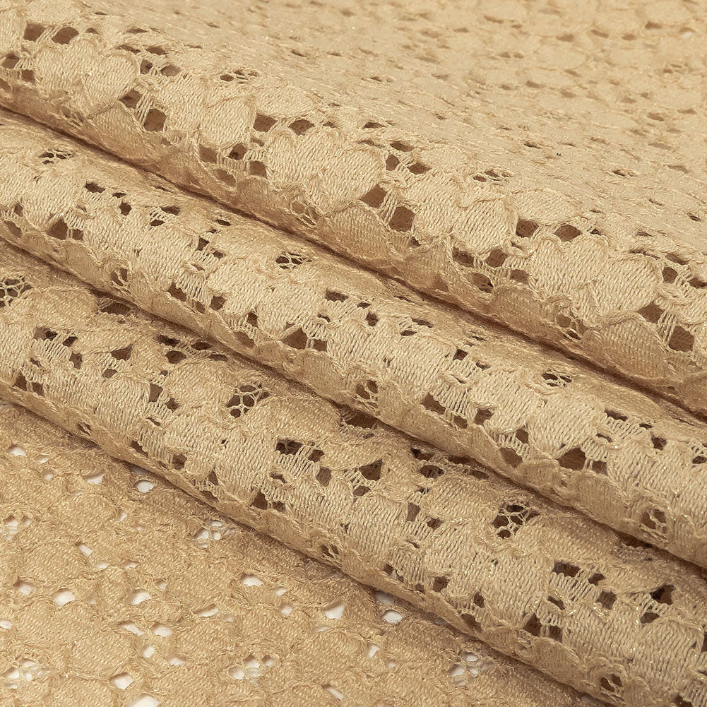 Metallic Gold and Beige Floral Corded Lace