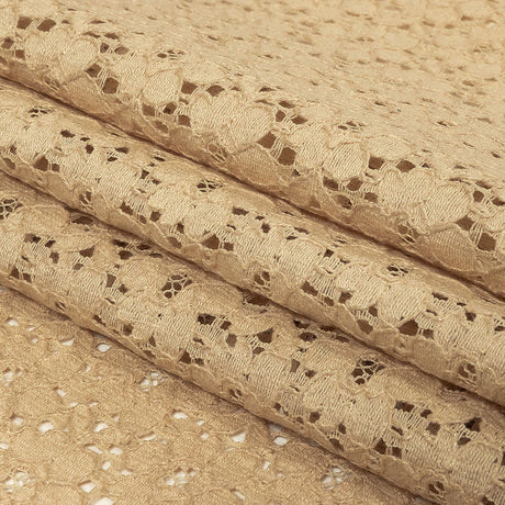Metallic Gold and Beige Floral Corded Lace