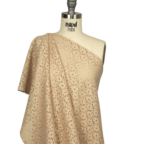 Metallic Gold and Beige Floral Corded Lace